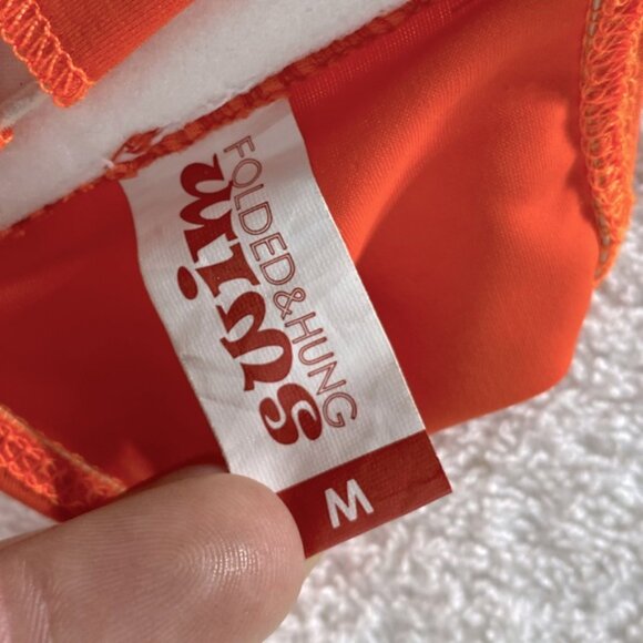 5/$25 Folded & Hung Swim Vibrant Orange Bikini Top M - Picture 4 of 7